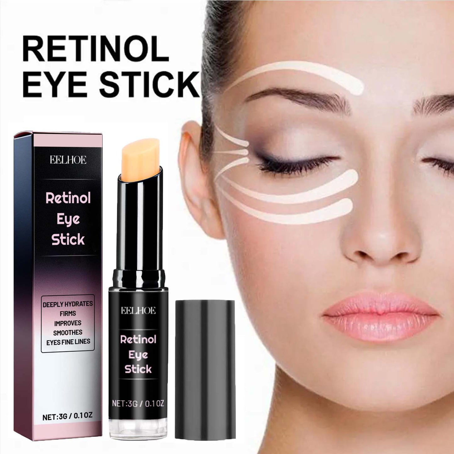 Retinol Eye Cream Stick, Firming Lifting Fine Line Treatment, Fade Dark Circles, Eye Bag Repair, Anti Puffiness Balm
