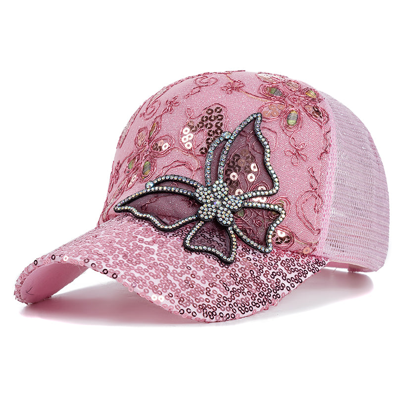 Butterfly Flower Pendant Baseball Cap, New Fashion Women Cap, Female Outdoor Adjustable Streetwear Summer Hat