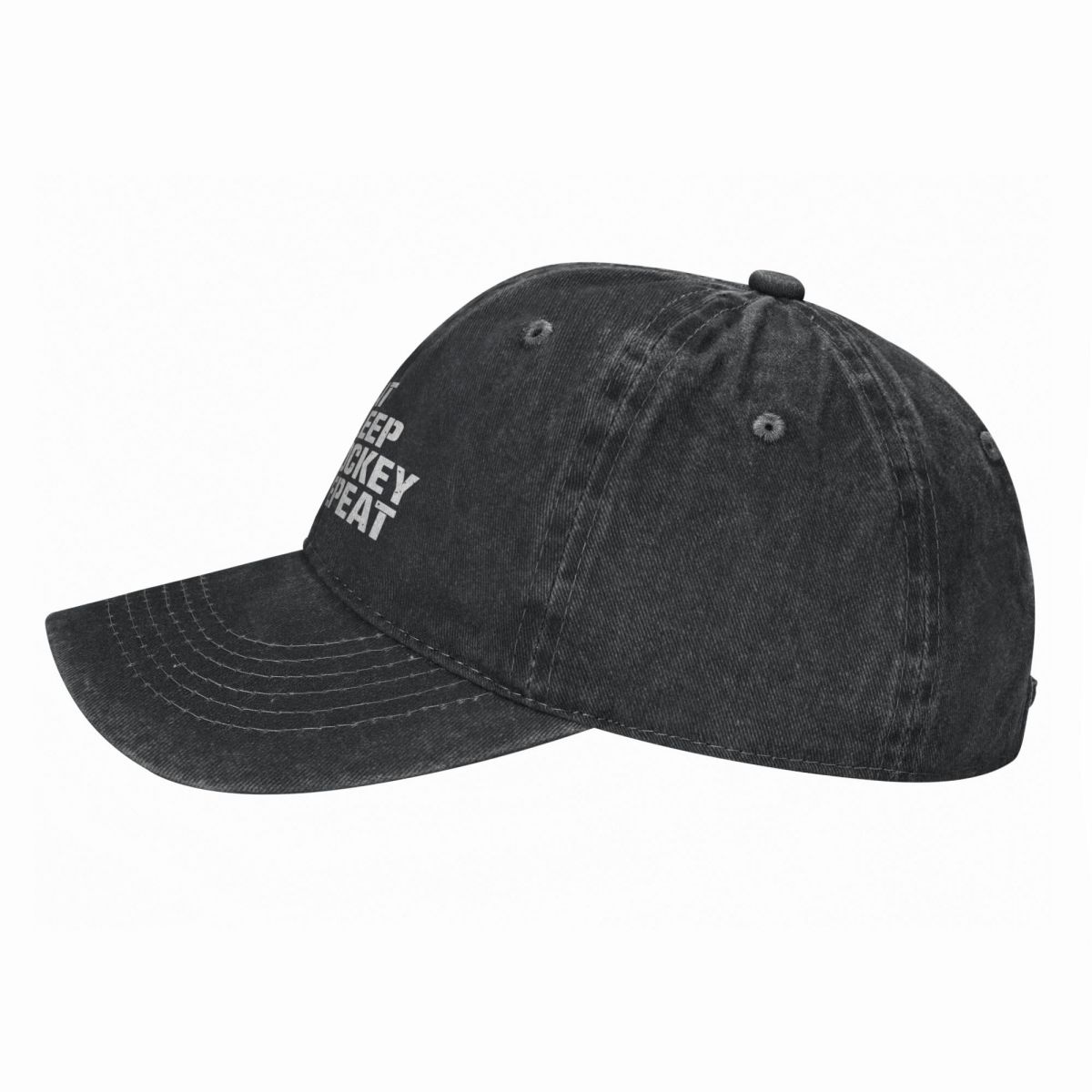 Adjustable Trucker Dad Hat, Women Mens Eat Sleep Hockey Repeat Printed Baseball Cap, Baseball Snapback Cap