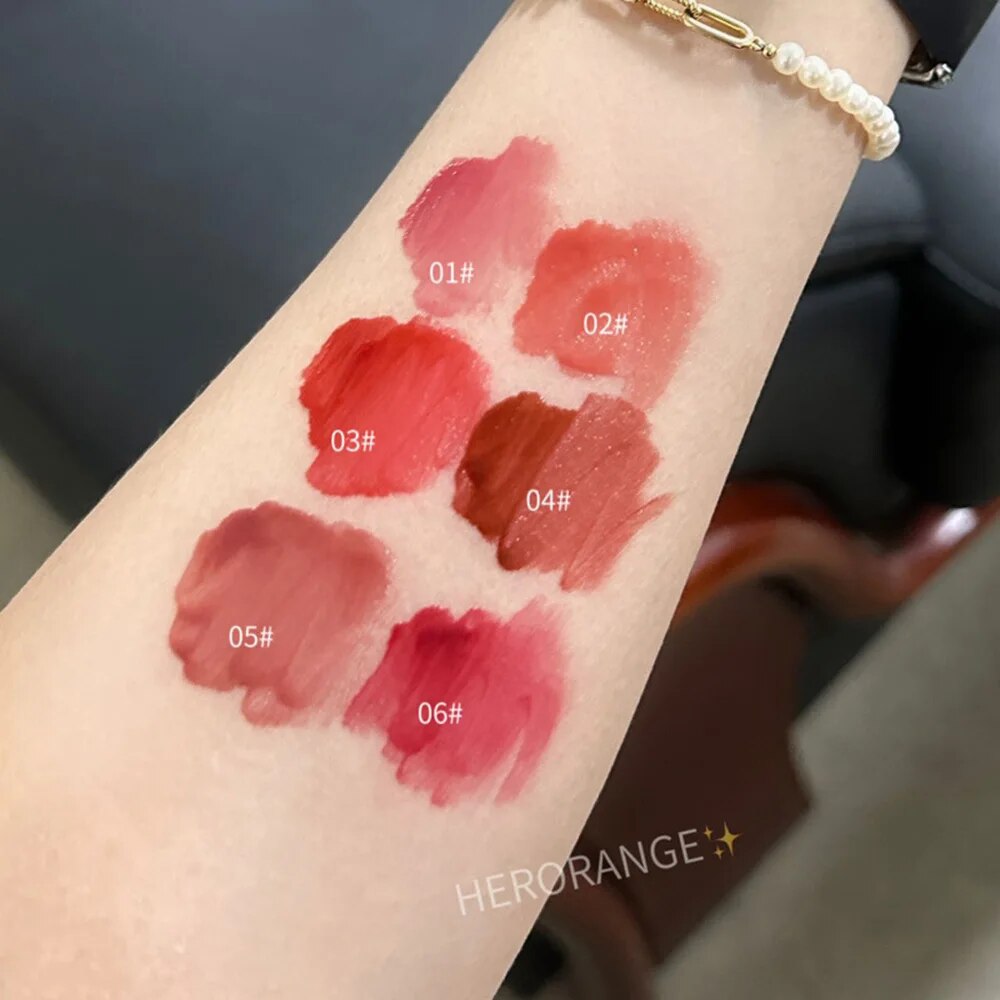 Lightly Glass Water Gloss, Herorange Lip Glaze, Mirror Moisturizing Plump Lips, Long-Lasting Makeup, No Cup Sticking