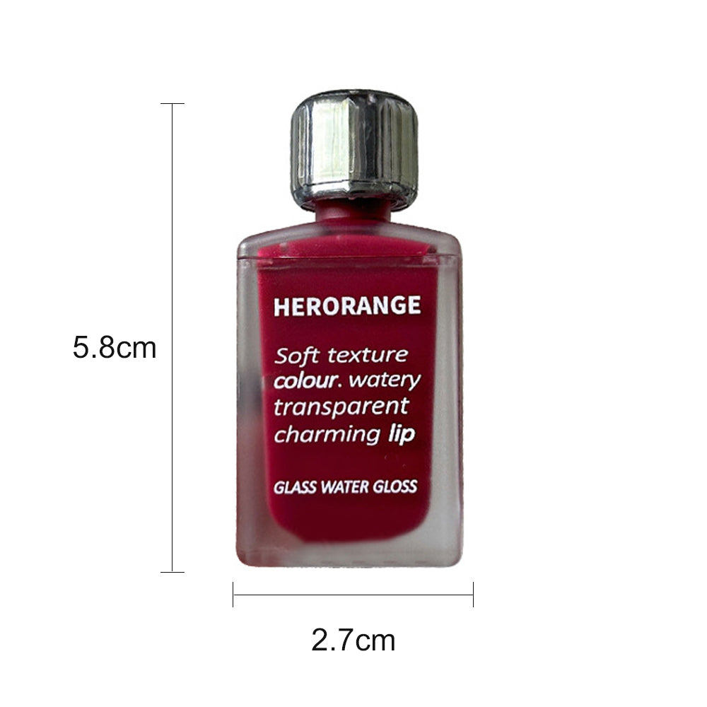 Lightly Glass Water Gloss, Herorange Lip Glaze, Mirror Moisturizing Plump Lips, Long-Lasting Makeup, No Cup Sticking