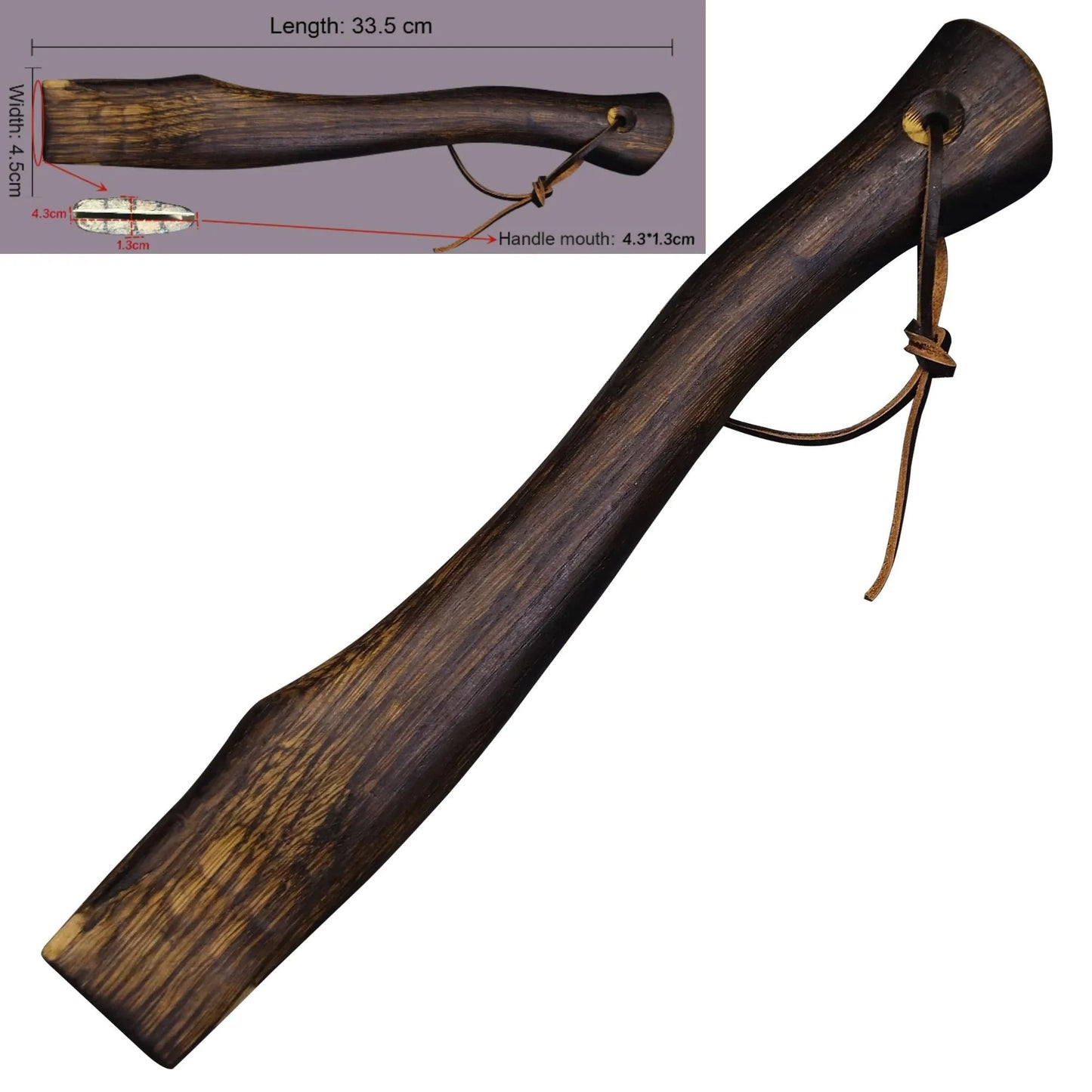Solid Wood Axe Handle With Cowhide Lanyard For Reliable Tooling 7