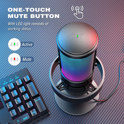 Wireless RGB Condenser Microphone With Touch Mute And Headphone Monitoring 1