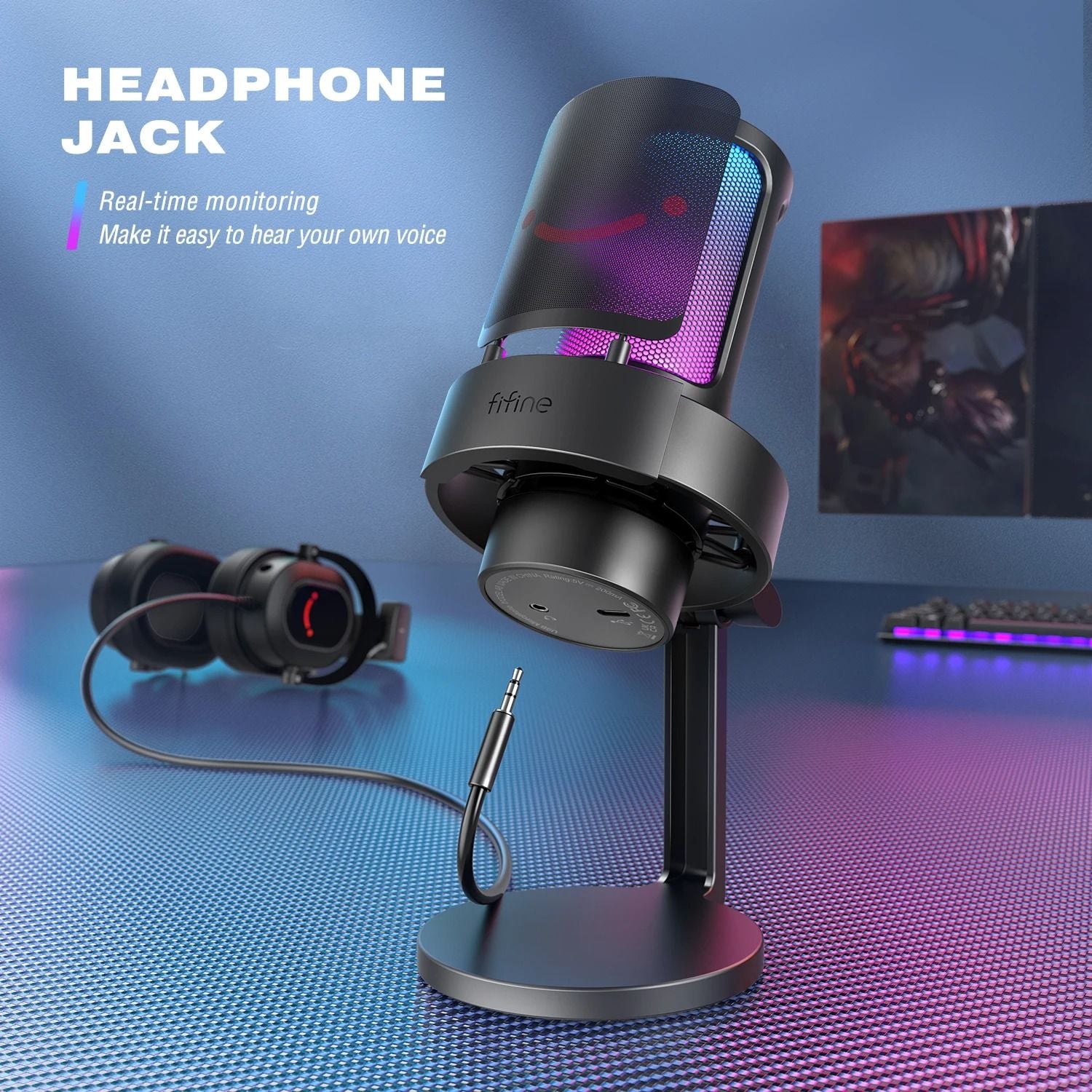 Wireless RGB Condenser Microphone With Touch Mute And Headphone Monitoring 2
