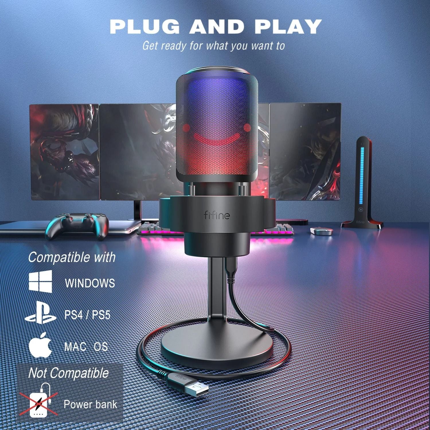 Wireless RGB Condenser Microphone With Touch Mute And Headphone Monitoring 3