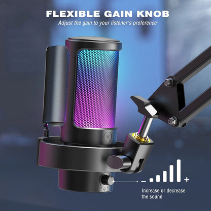 Wireless RGB Condenser Microphone With Touch Mute And Headphone Monitoring 4