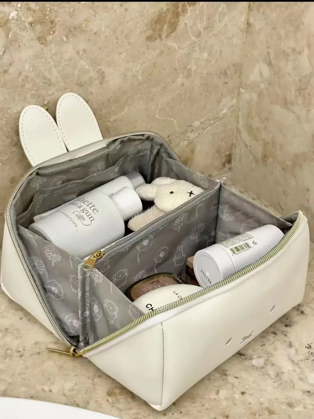 Kawaii Rabbit Makeup And Toiletry Bag  Cute MultiFunctional Portable Storage Pouch For Girls 2