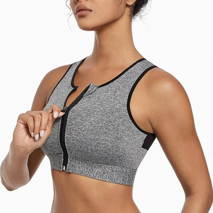 Plus Size Sports Bra For Women High Strength Shock Absorbing Zip Front Yoga Vest 1