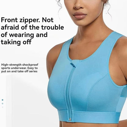 Plus Size Sports Bra For Women High Strength Shock Absorbing Zip Front Yoga Vest 2