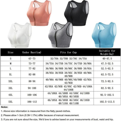 Plus Size Sports Bra For Women High Strength Shock Absorbing Zip Front Yoga Vest 5