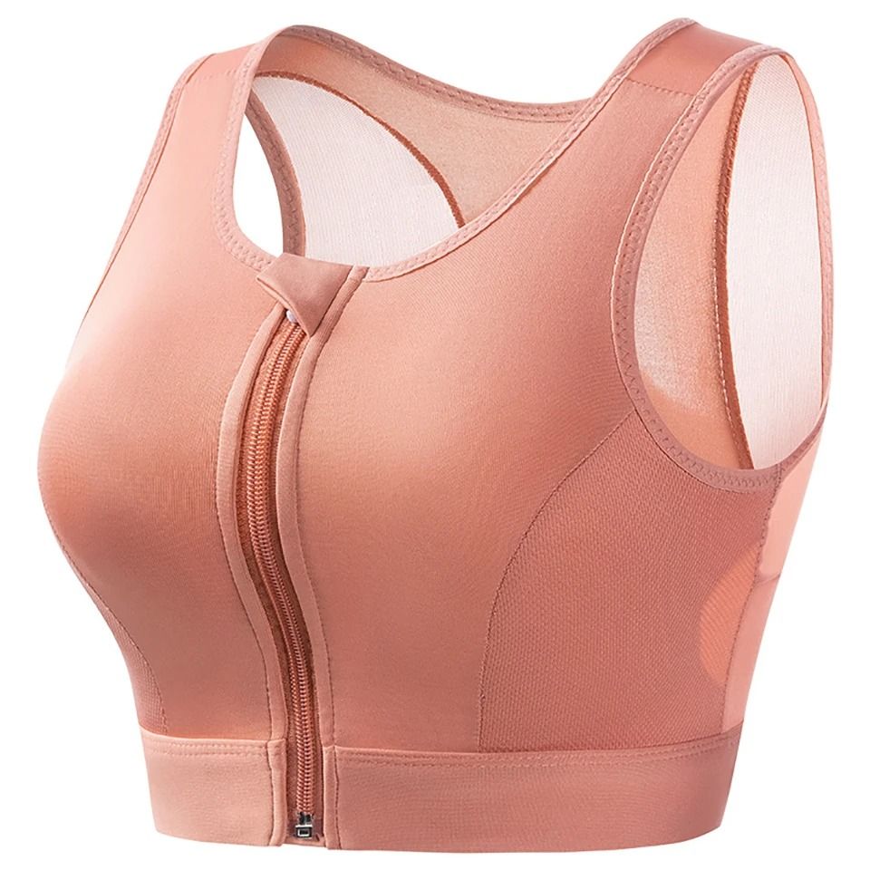 Plus Size Sports Bra For Women High Strength Shock Absorbing Zip Front Yoga Vest 7