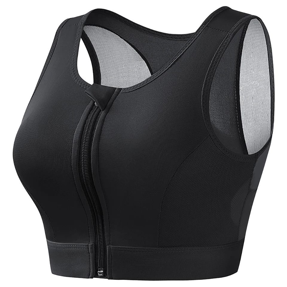 Plus Size Sports Bra For Women High Strength Shock Absorbing Zip Front Yoga Vest 8