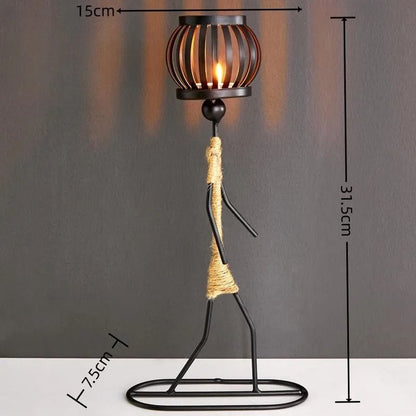 Nordic Metal Candlestick Abstract Character Sculpture Candle Holder Handmade Figurines Home Decorat 9