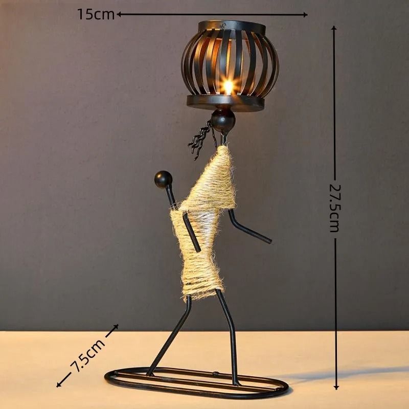 Nordic Metal Candlestick Abstract Character Sculpture Candle Holder Handmade Figurines Home Decorat 5