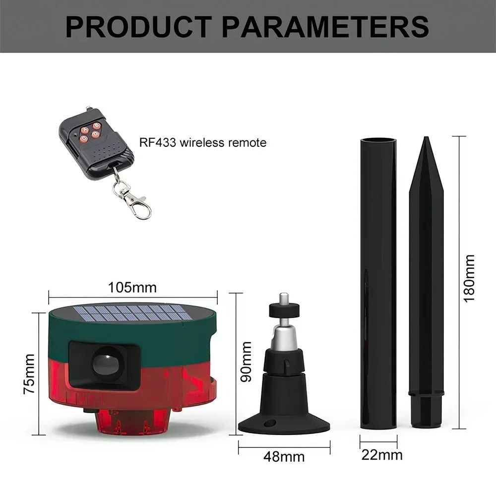 Solar Powered Motion Sensor Alarm For Outdoor Security And Animal Deterrence 4