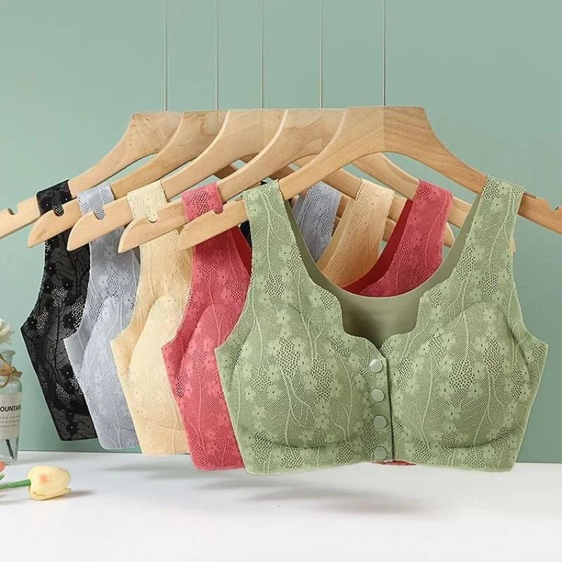 Seamless Front Open Vest Style Bra for Middle Aged and Elderly Women