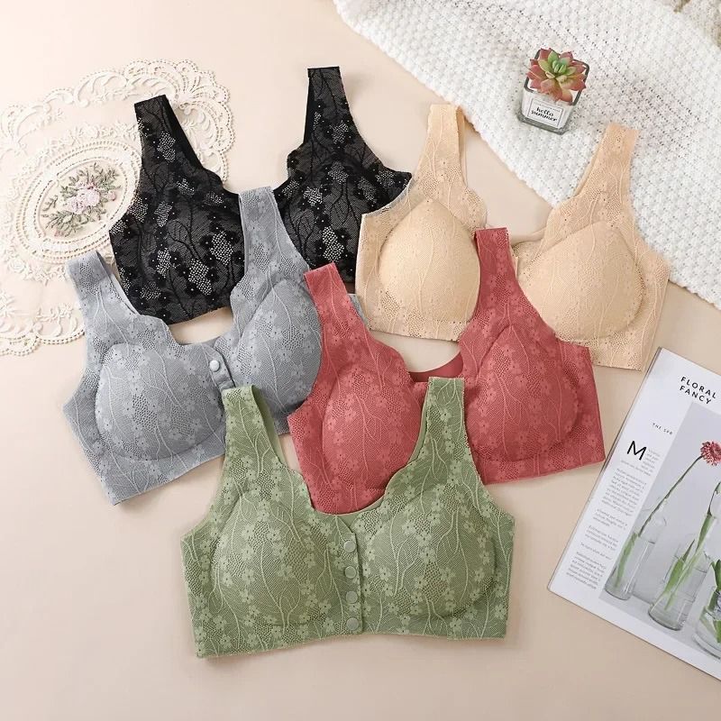 Seamless Front Open Vest Style Bra For Middle Aged And Elderly Women 4