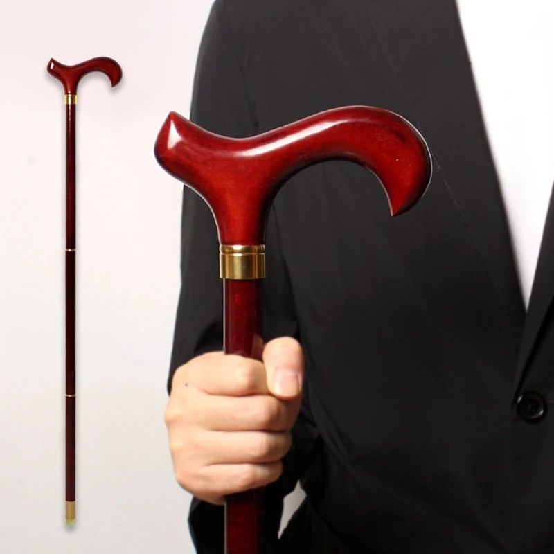 Elegant Detachable German Beech Walking Cane with Red Wooden Handle