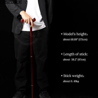 Elegant Detachable German Beech Walking Cane With Red Wooden Handle 5