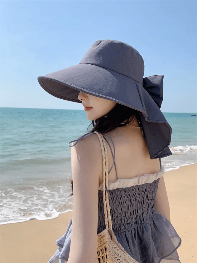 Effortless Korean Lace Wide Brim Sun Hat With UV Scarf 5