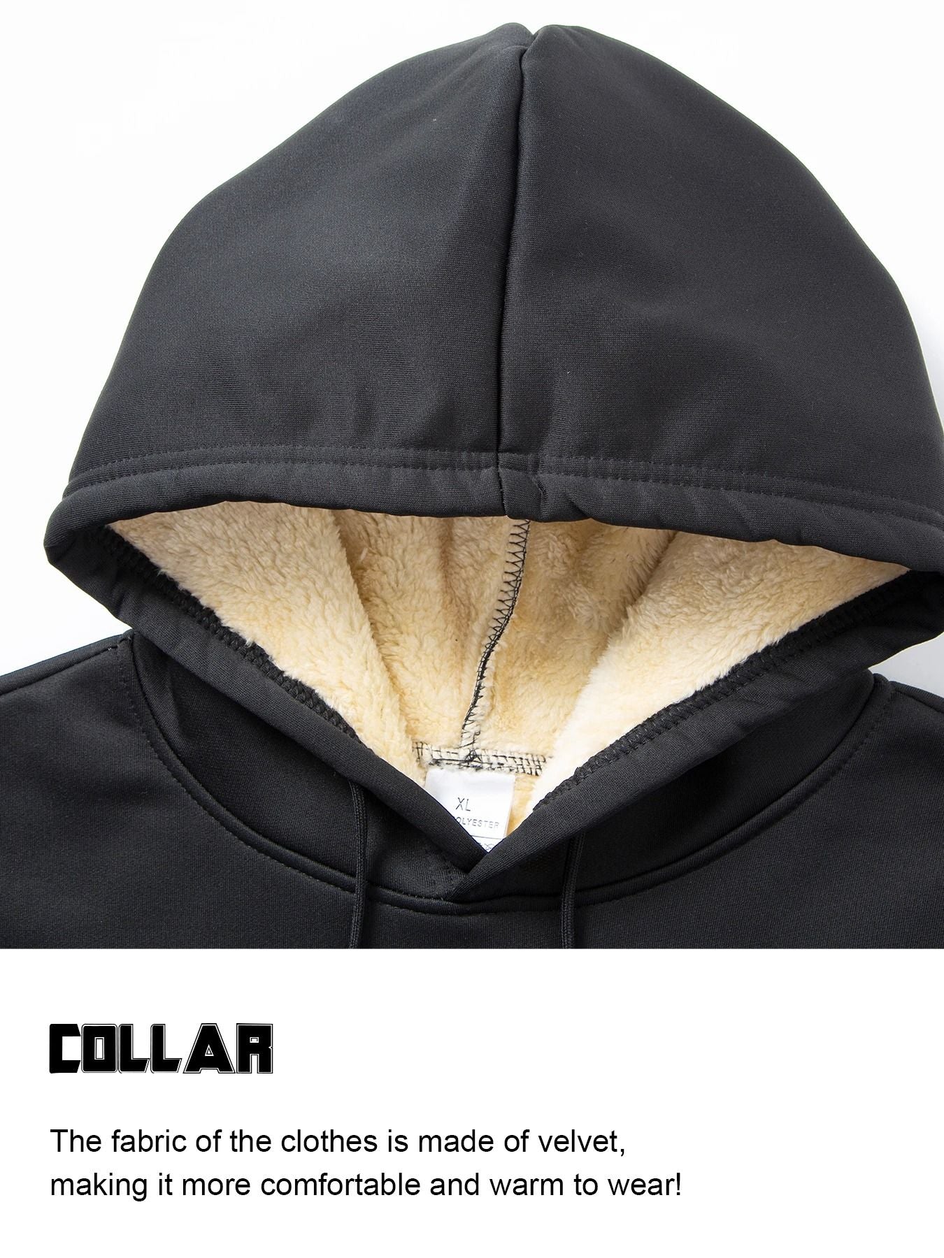Mens Warm Lambswool Winter Hoodie Jacket Plus Sizes Casual Zip Up Long Sleeve 4