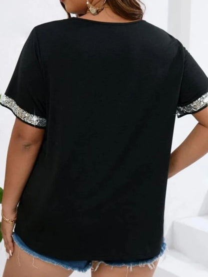 Plus Size Casual V Neck T Shirt For Women 1