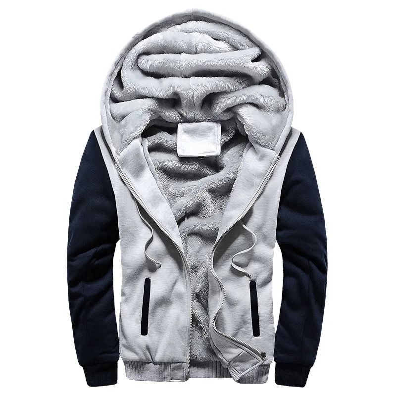 Mens Thick Warm Fleece Zipper Hoodie Jacket Plus Size Sportwear Coat 12