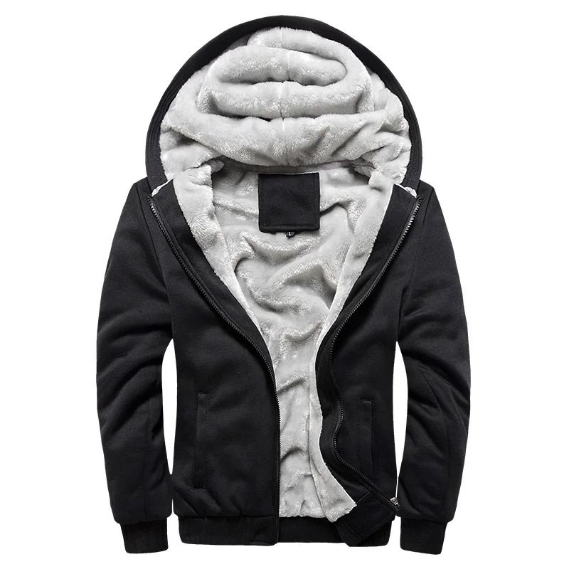 Mens Thick Warm Fleece Zipper Hoodie Jacket Plus Size Sportwear Coat 8