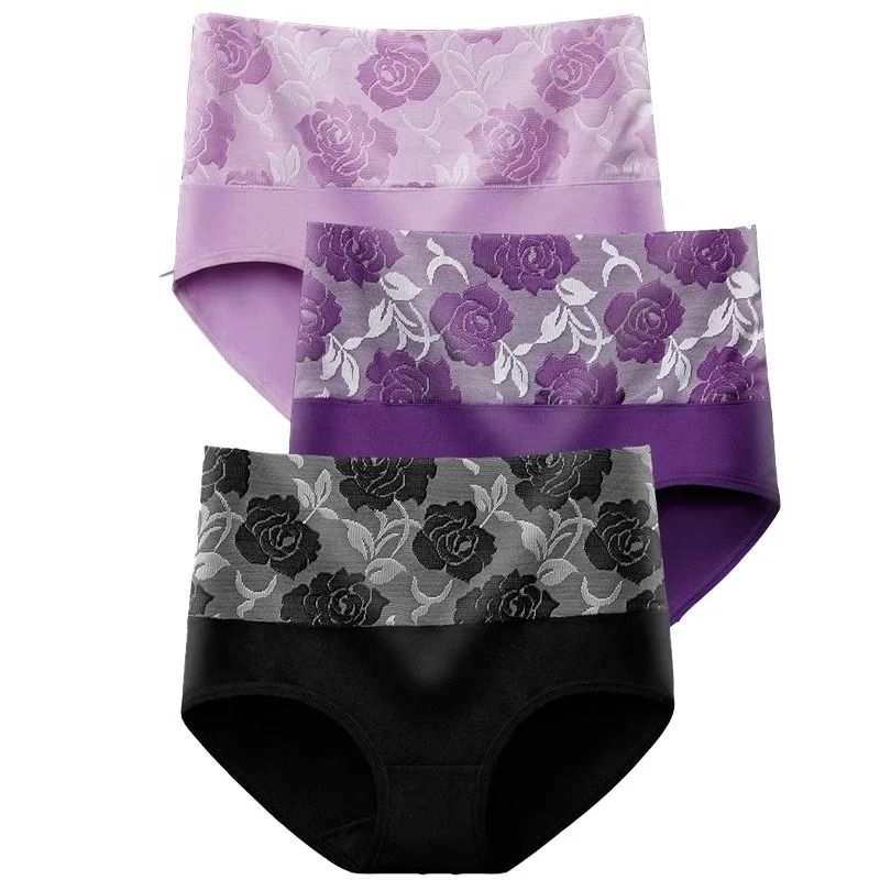 Womens Plus Size High Waist Cotton Panties 3 Pack M To 5XL 7