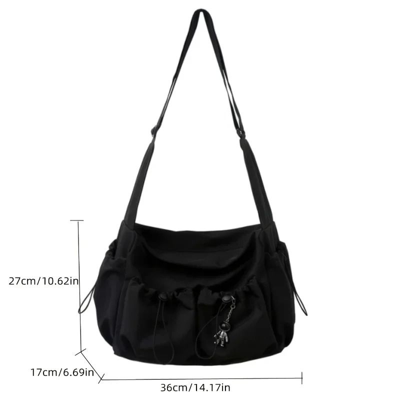 Fashionable Crossbody Bag With Drawstring Accent Spacious Secure Zipper Closure 2