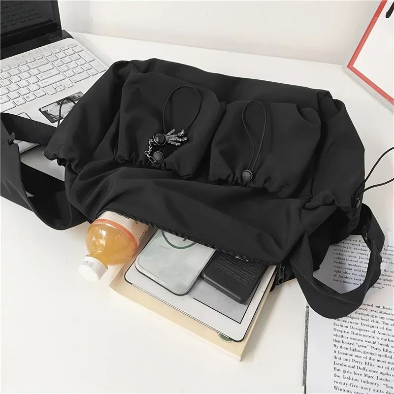 Fashionable Crossbody Bag With Drawstring Accent Spacious Secure Zipper Closure 4