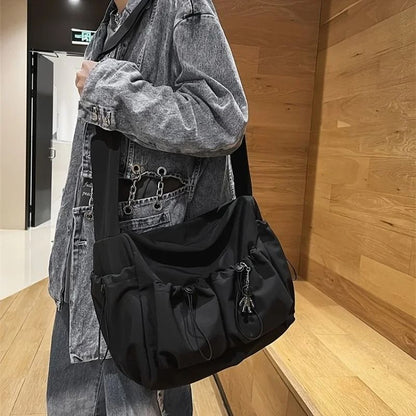 Fashionable Crossbody Bag With Drawstring Accent Spacious Secure Zipper Closure 5