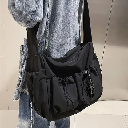 Fashionable Crossbody Bag With Drawstring Accent Spacious Secure Zipper Closure 6