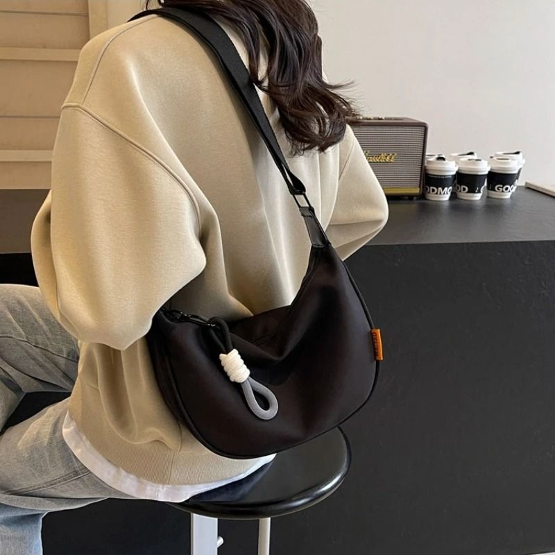 Women Dumpling Crossbody Bag With Wide Shoulder Strap And Zip Closure 4