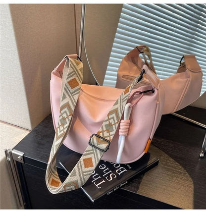 Women Dumpling Crossbody Bag With Wide Shoulder Strap And Zip Closure 7