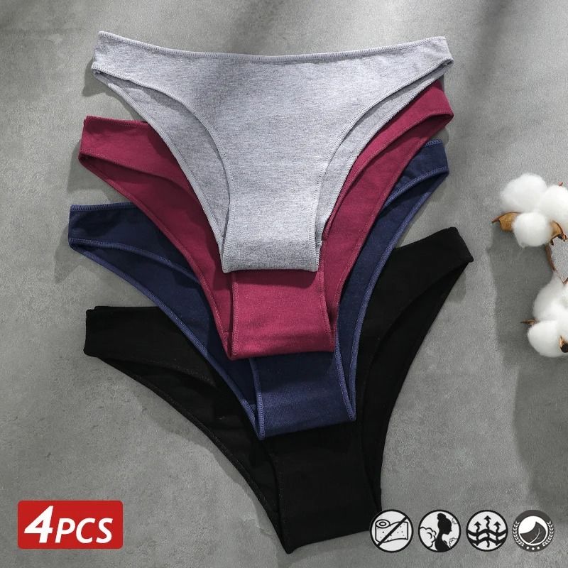 Women Seamless Cotton Panties Set Breathable Low Waist Briefs