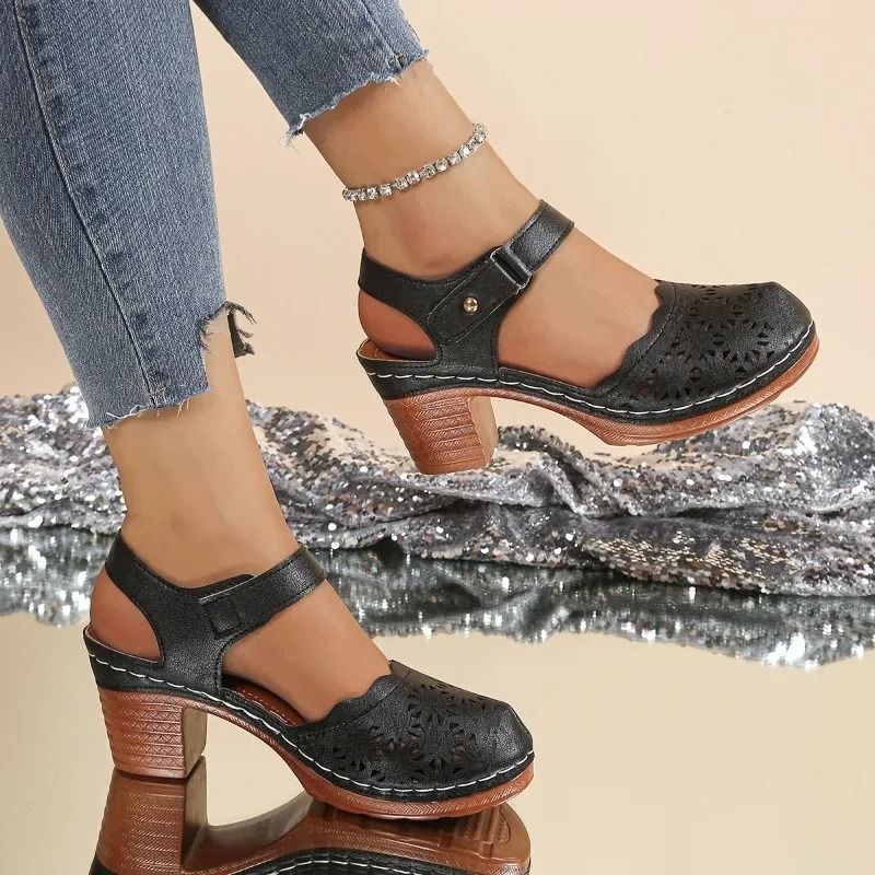 Closed Toe Hollow Out Plus Size Sandals With Heel 2025 3