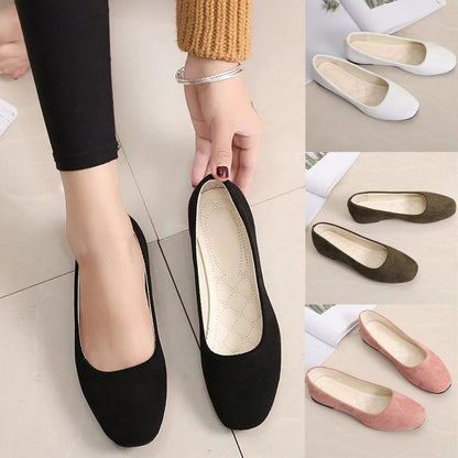 Timeless Suede Square-Toe Loafers for Women – Flat-Heel Spring/Summer Comfort