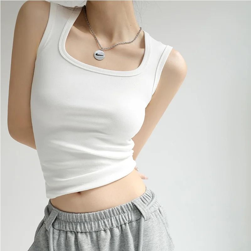Women Solid U Neck Ribbed Tank Top Camisole Summer Basic Elastic 10