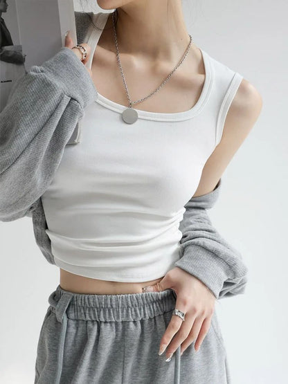Women Solid U Neck Ribbed Tank Top Camisole Summer Basic Elastic 1