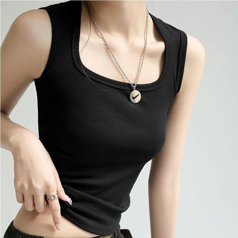 Women Solid U Neck Ribbed Tank Top Camisole Summer Basic Elastic 7
