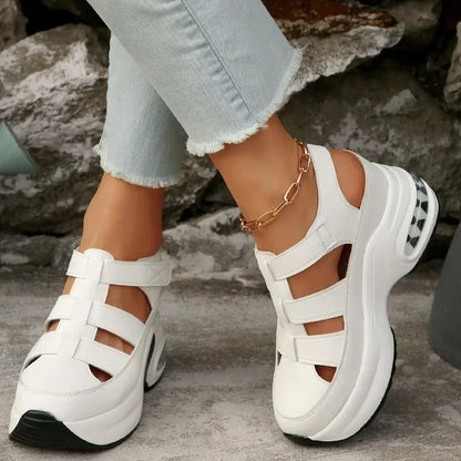 2025 Summer Closed Toe Women Platform Sandals Hollow Wedge Plus Size Casual 9