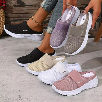 BreezeStep Women's Breathable Mesh Slip-On Flats – Comfortable Casual Walking Shoes
