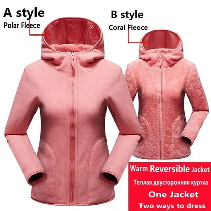 CozySwitch Unisex Reversible Hoodie  Winter Fleece Pullover  Coral Fleece Hooded Jacket 1