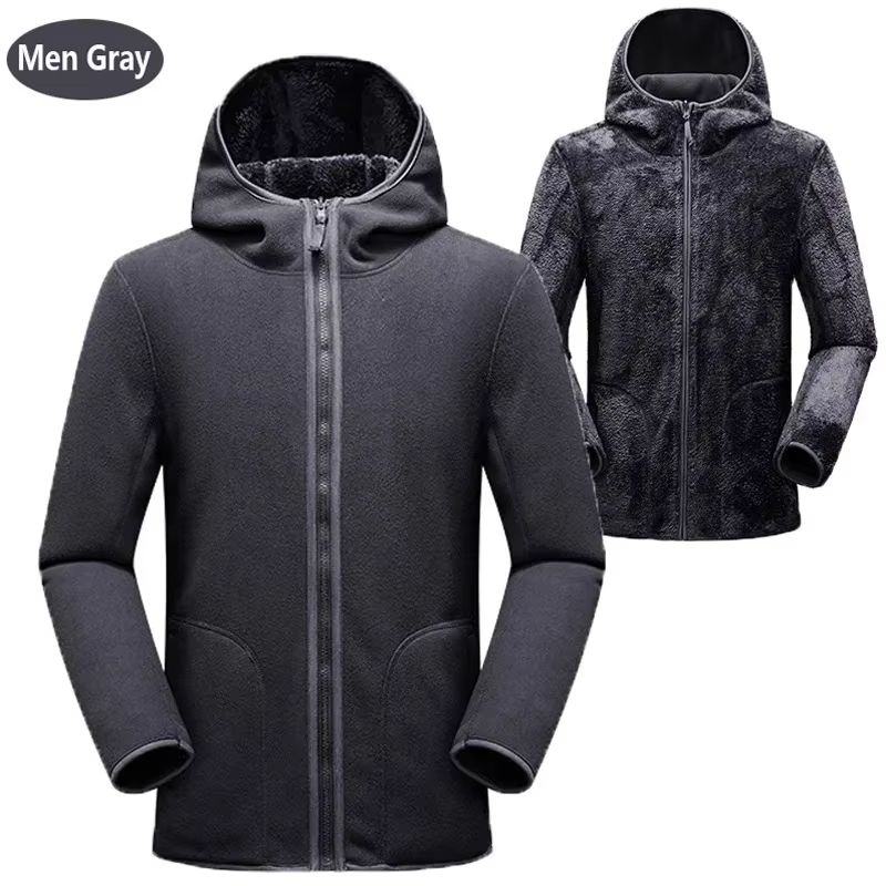 CozySwitch Unisex Reversible Hoodie  Winter Fleece Pullover  Coral Fleece Hooded Jacket 3