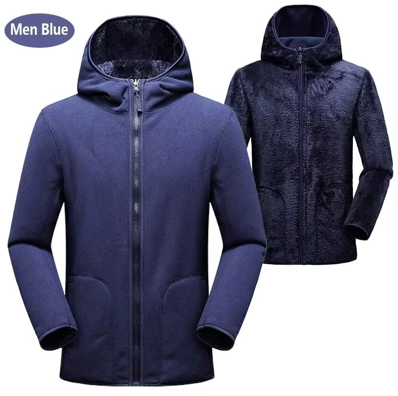 CozySwitch Unisex Reversible Hoodie  Winter Fleece Pullover  Coral Fleece Hooded Jacket 6