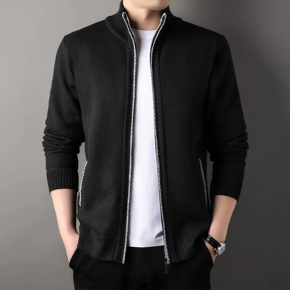 UrbanEdge Mens StandUp Collar Knit Cardigan  Slim Fit Winter Sweater Jacket 1