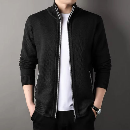 UrbanEdge Mens StandUp Collar Knit Cardigan  Slim Fit Winter Sweater Jacket 1