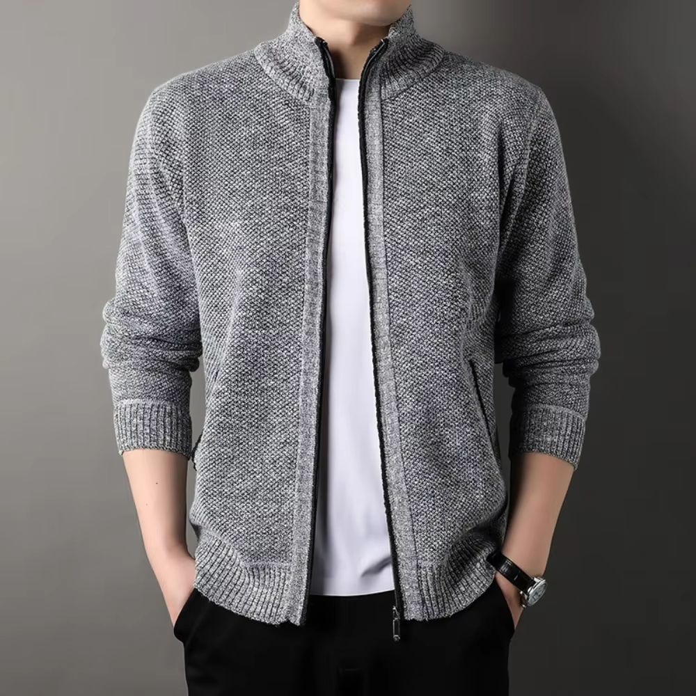 UrbanEdge Mens StandUp Collar Knit Cardigan  Slim Fit Winter Sweater Jacket 2