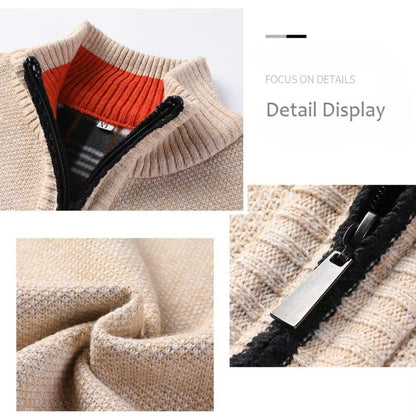 UrbanEdge Mens StandUp Collar Knit Cardigan  Slim Fit Winter Sweater Jacket 4